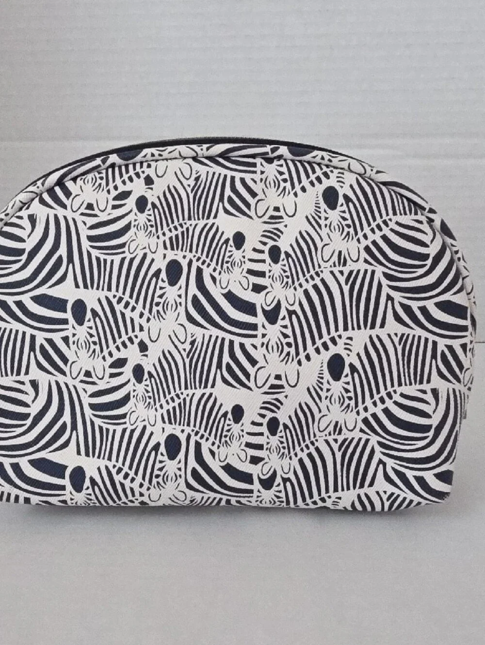 Dabney Lee | Women's Navy & White Zebra Pattern Accessories Cosmetic Pouch Bag